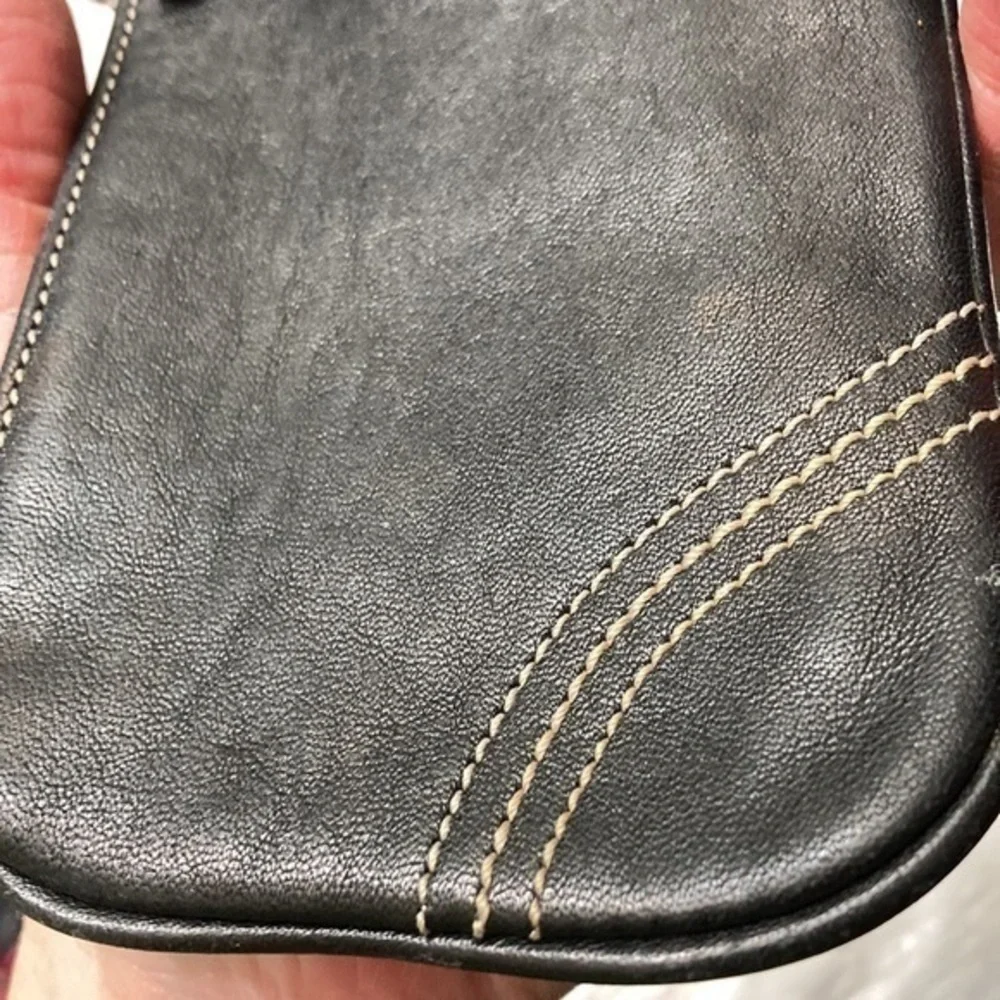 Coach black leather wristlet bag